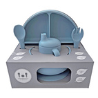 Feeding set 5 pcs  silicone stone blue