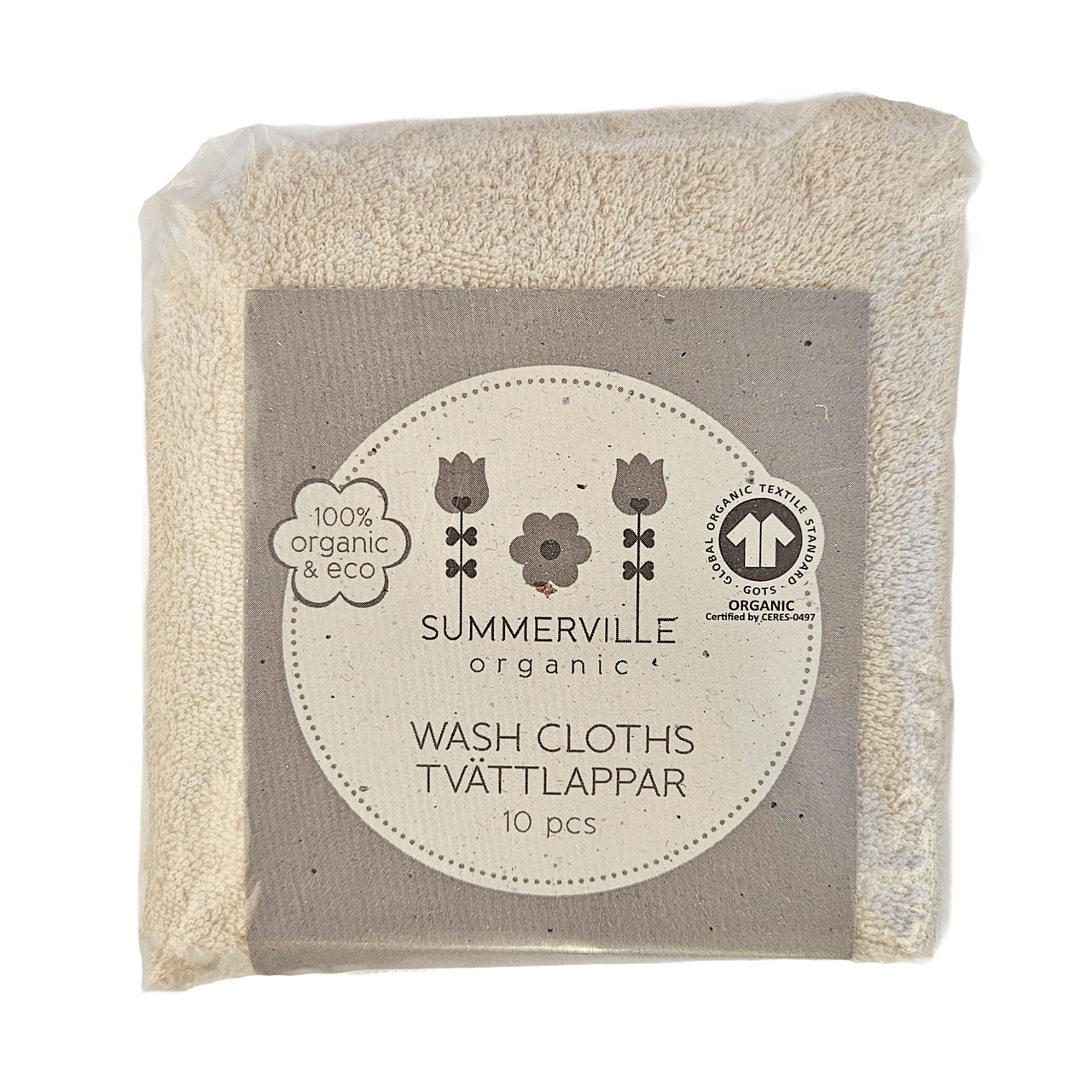 Washcloth 10 pcs sandshell GOTS