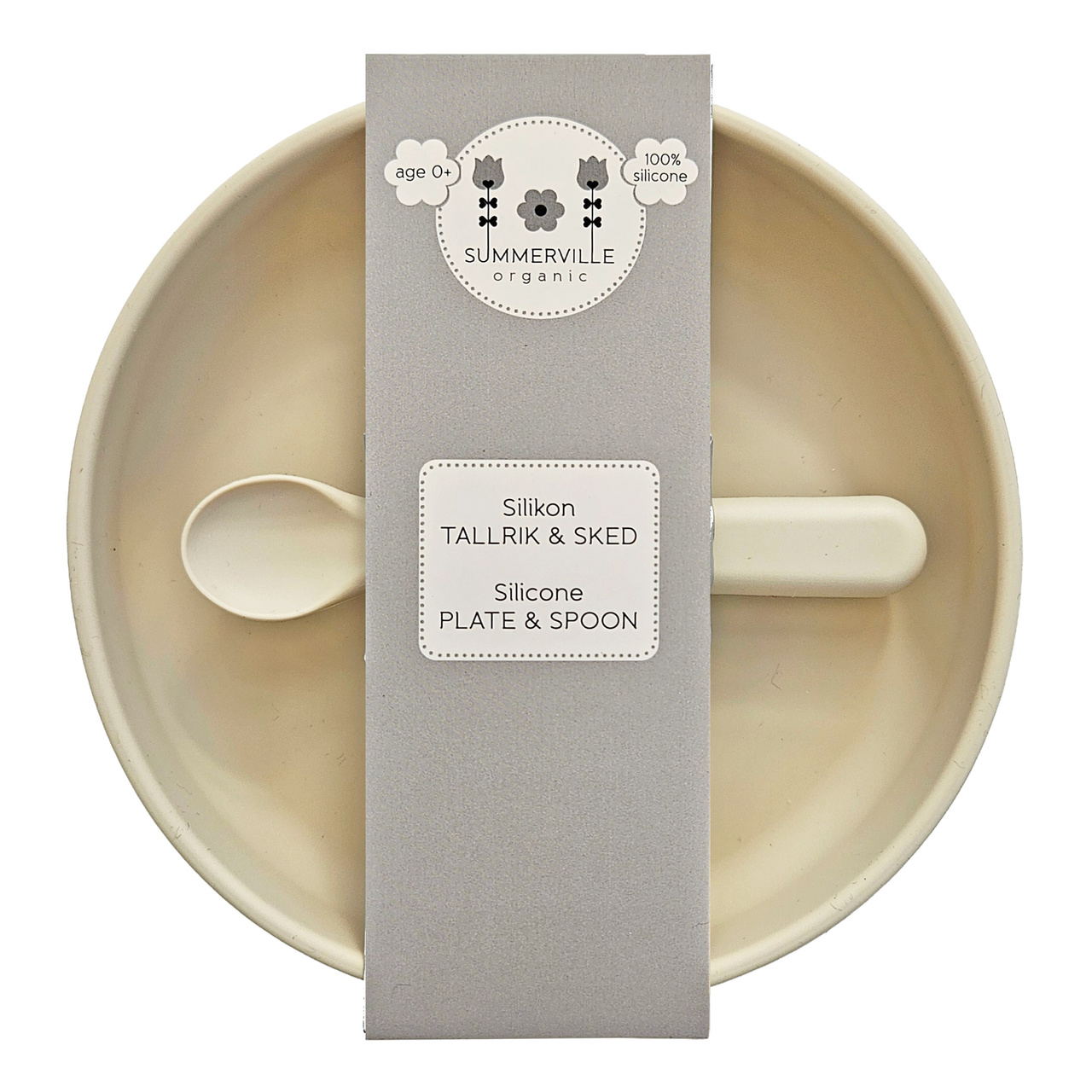 Tallrik och sked silikon sandshell