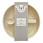 Tallrik och sked silikon sandshell