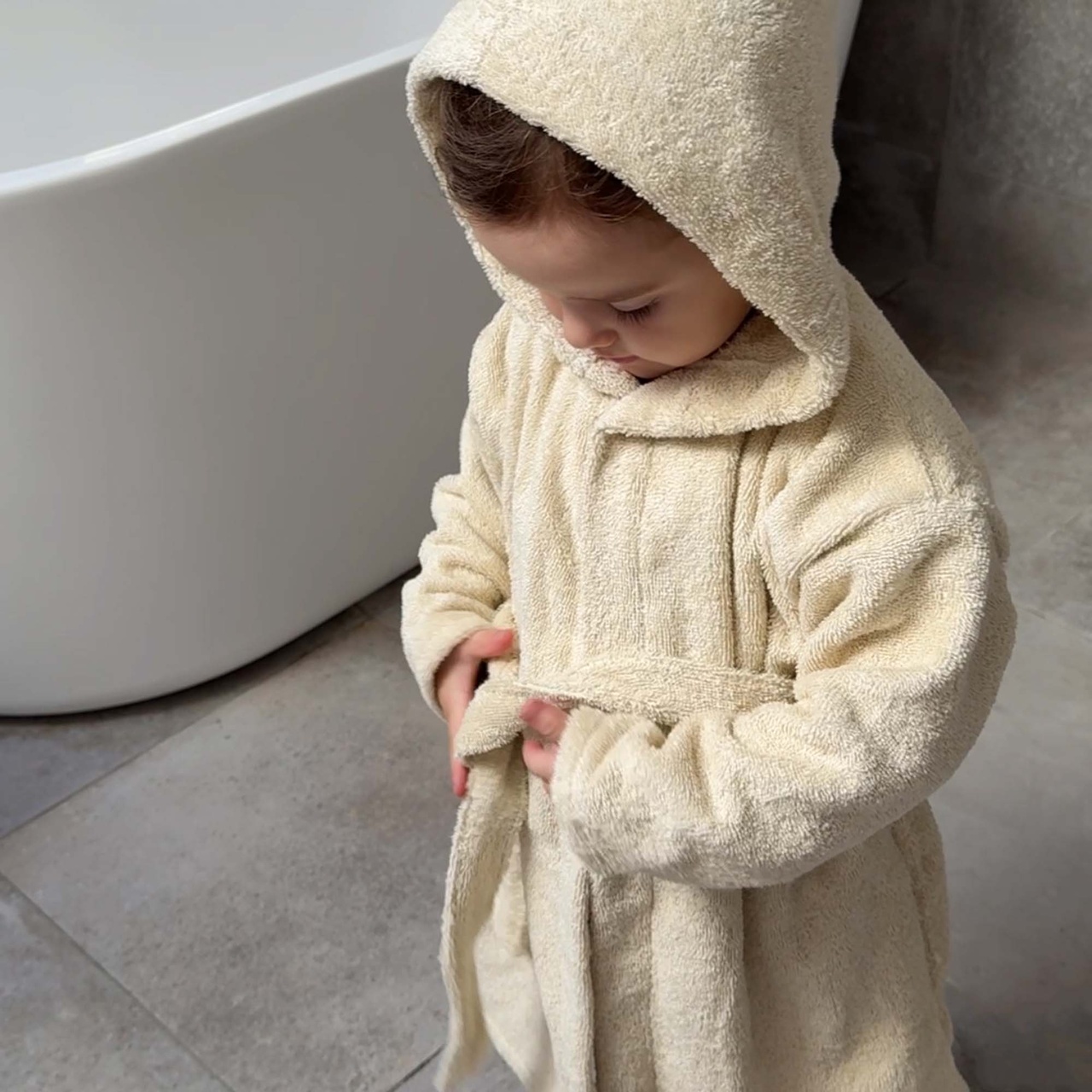 Bath robe sandshell 110/116 GOTS