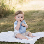 Haklapp dusty blue dotty