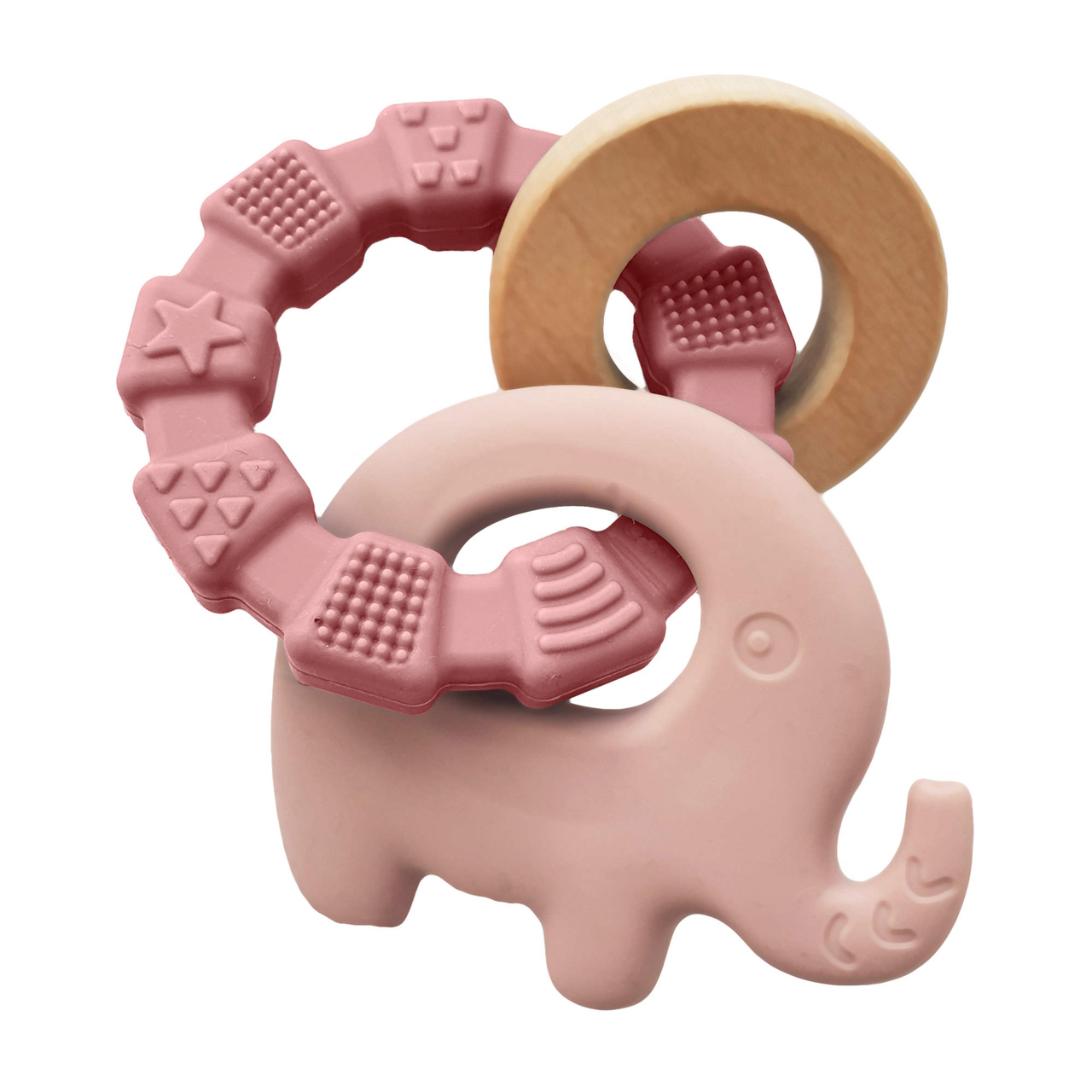 Teether toy elephant rose