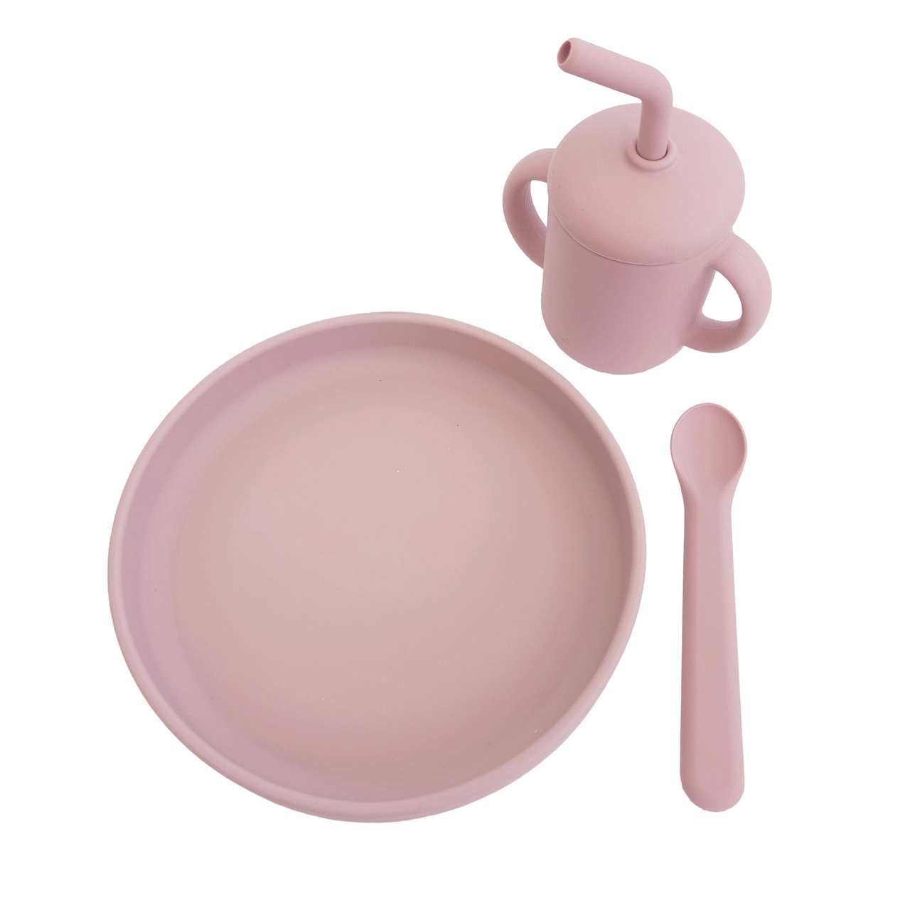 3 pcs Feeding set silicone pale mauve