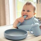 Feeding set 3 pcs silicone stone blue