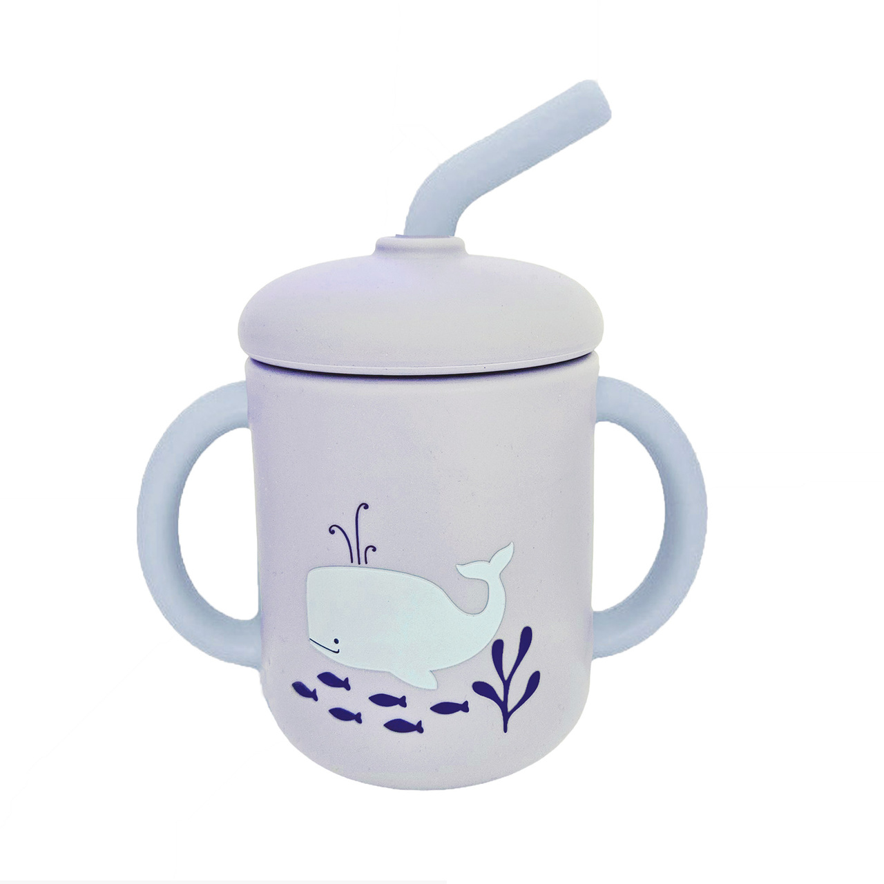 Cup with straw silicone cloud blue ocean