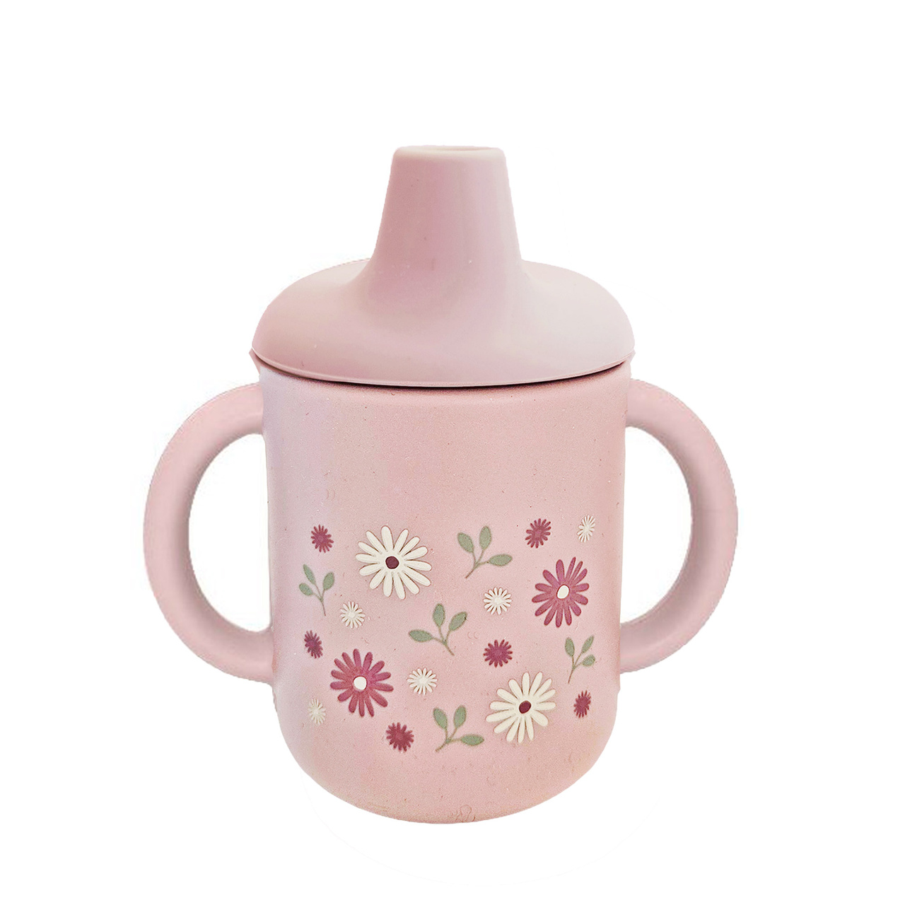 Sippy cup silicone pale mauve flowers