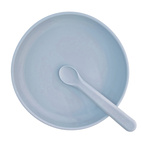 Plate and spoon silicone cloud blue