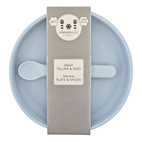 Plate and spoon silicone cloud blue