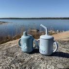 Mugg med sugrör silikon cloud blue ocean