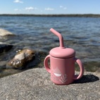 Mugg med sugrör silikon dusty rose ocean