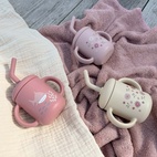 Mugg med sugrör silikon dusty rose ocean