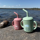 Mugg med sugrör silikon cameo green ocean