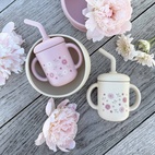 Mugg med sugrör silikon pale mauve flowers