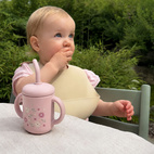 Cup with straw silicone pale mauve flowers