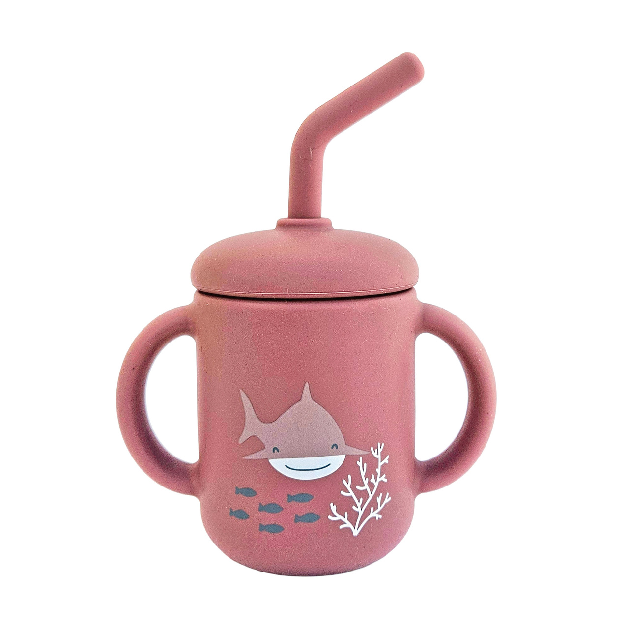 Mugg med sugrör silikon dusty rose ocean