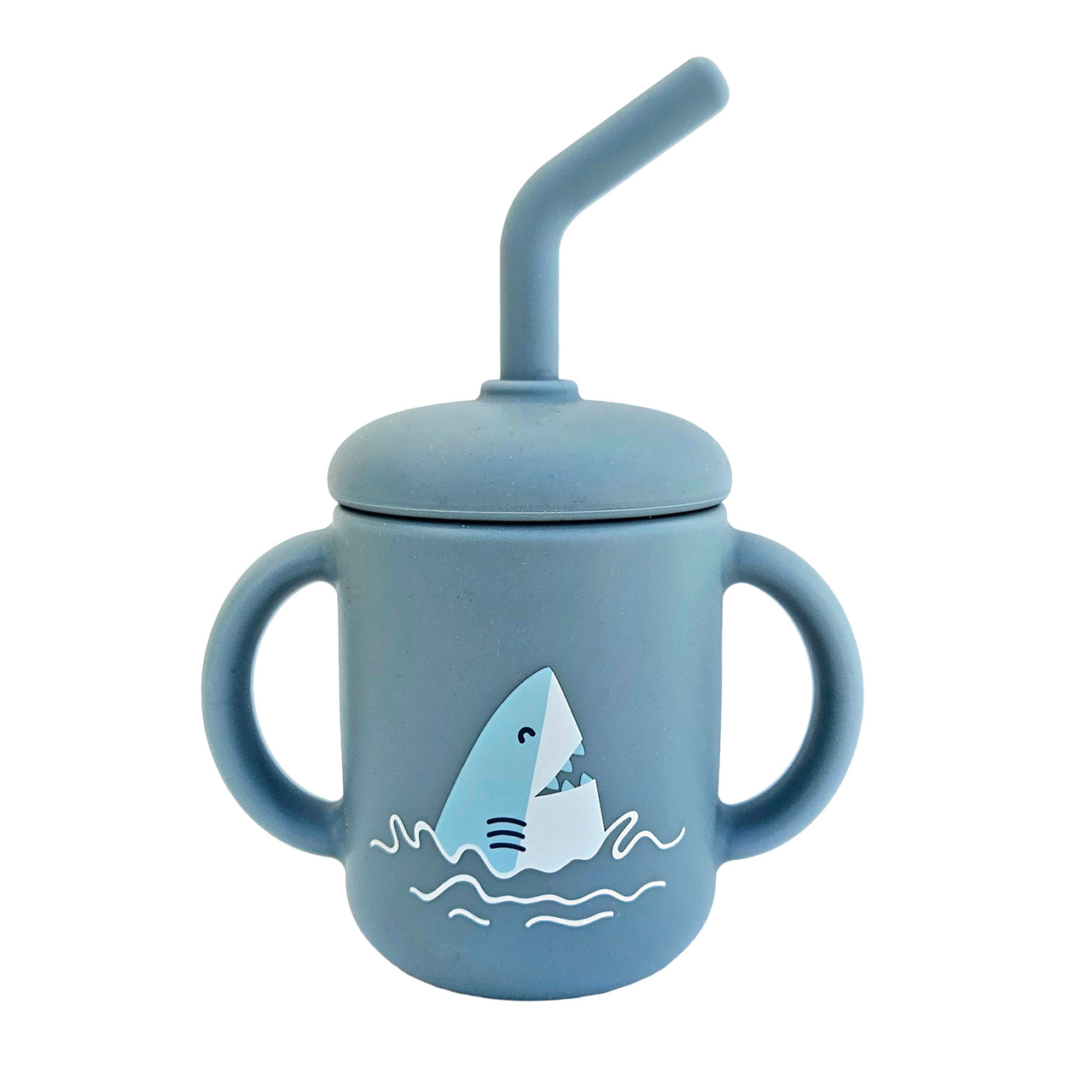 Cup with straw silicone stone blue ocean