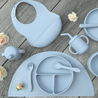 Mugg med sugrör silikon cloud blue