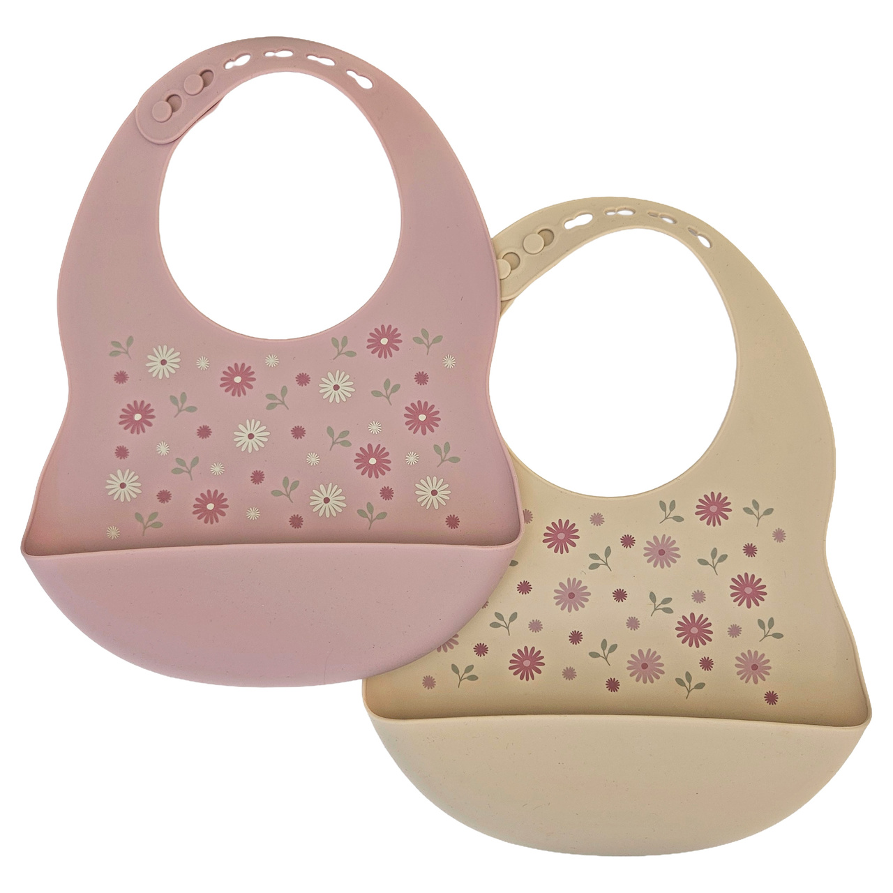 Bib silicone 2-pack flowers