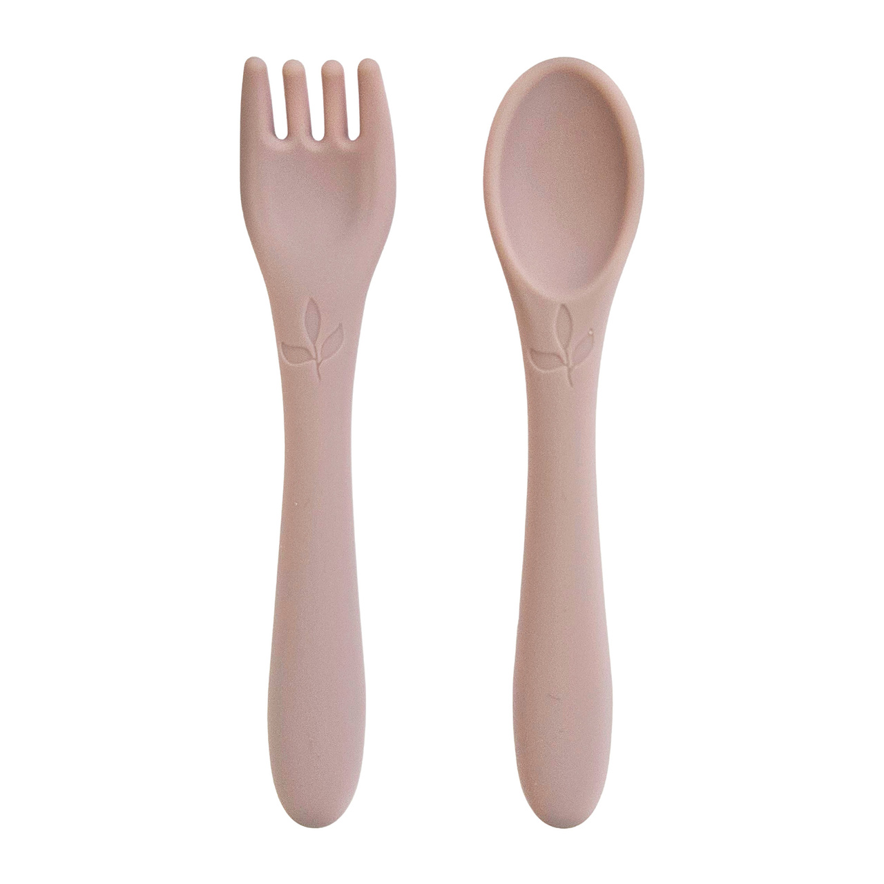 Spoon and fork silicone leaf pale mauve