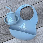 Mugg med sugrör silikon stone blue ocean