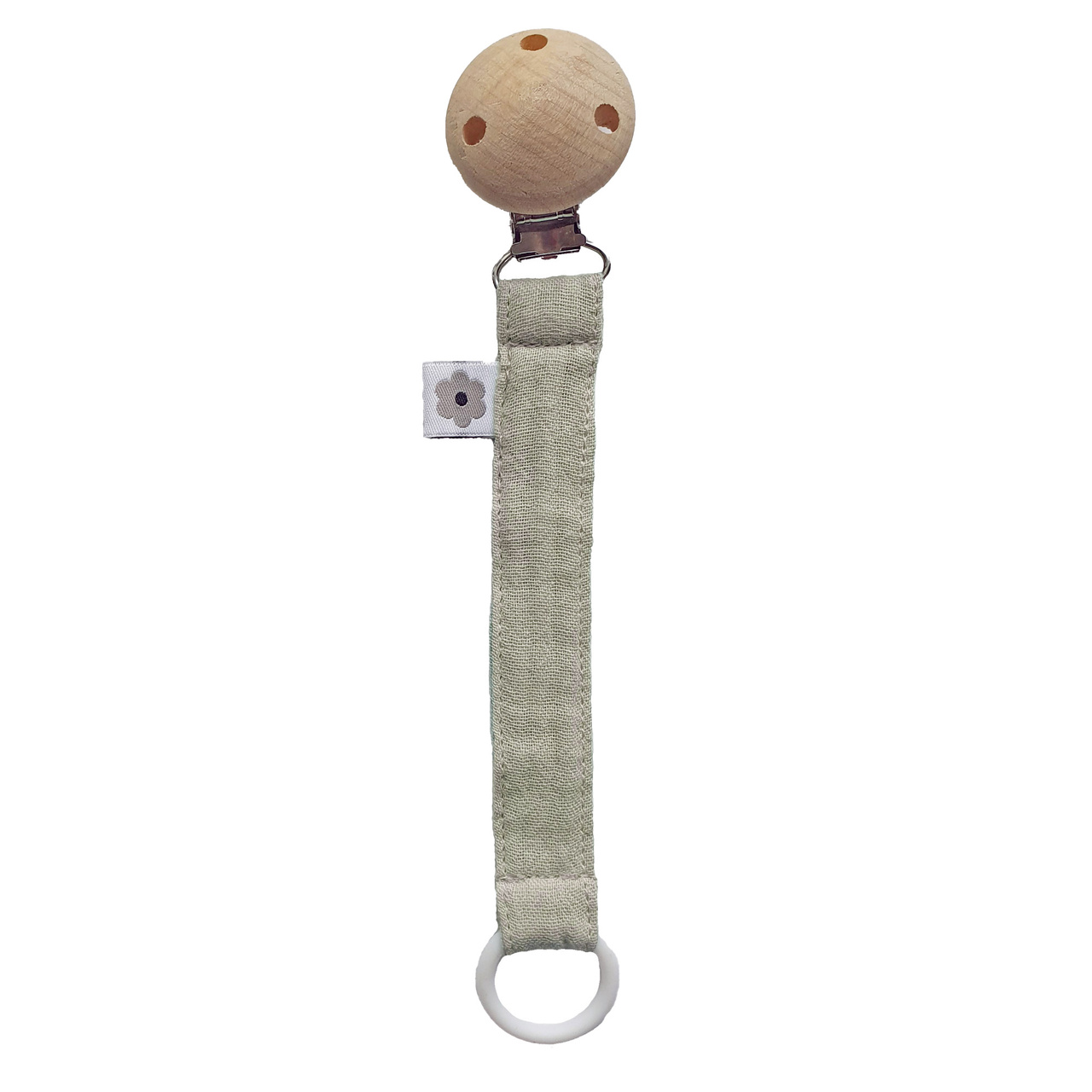 Pacifier clip muslin soft sage