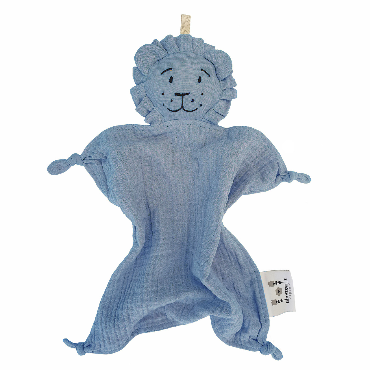 Cuddly lion dusty blue GOTS