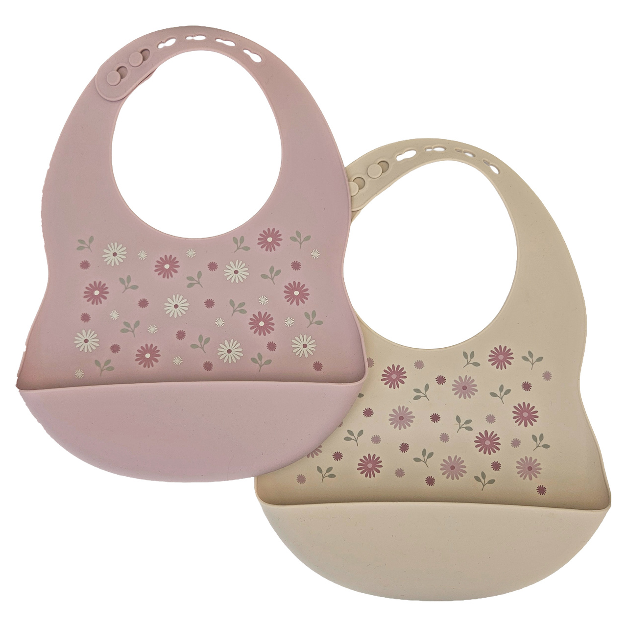 Bib silicone 2-pack flowers